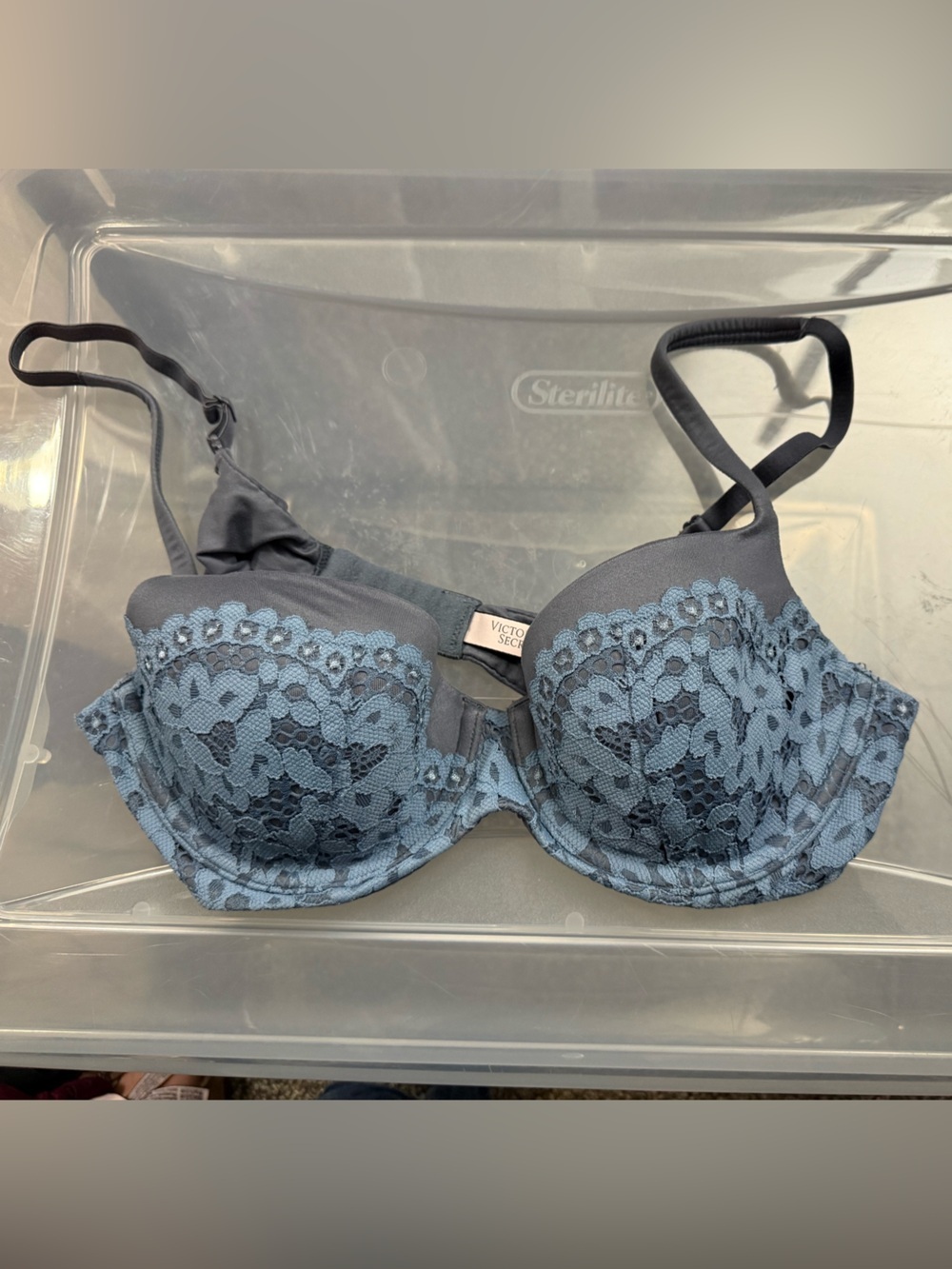 Victoria's Secret - steel blue/gray lightly lined Demi bra